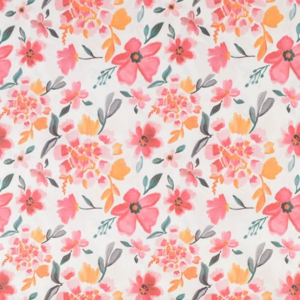 Fleurs rose fond blanc