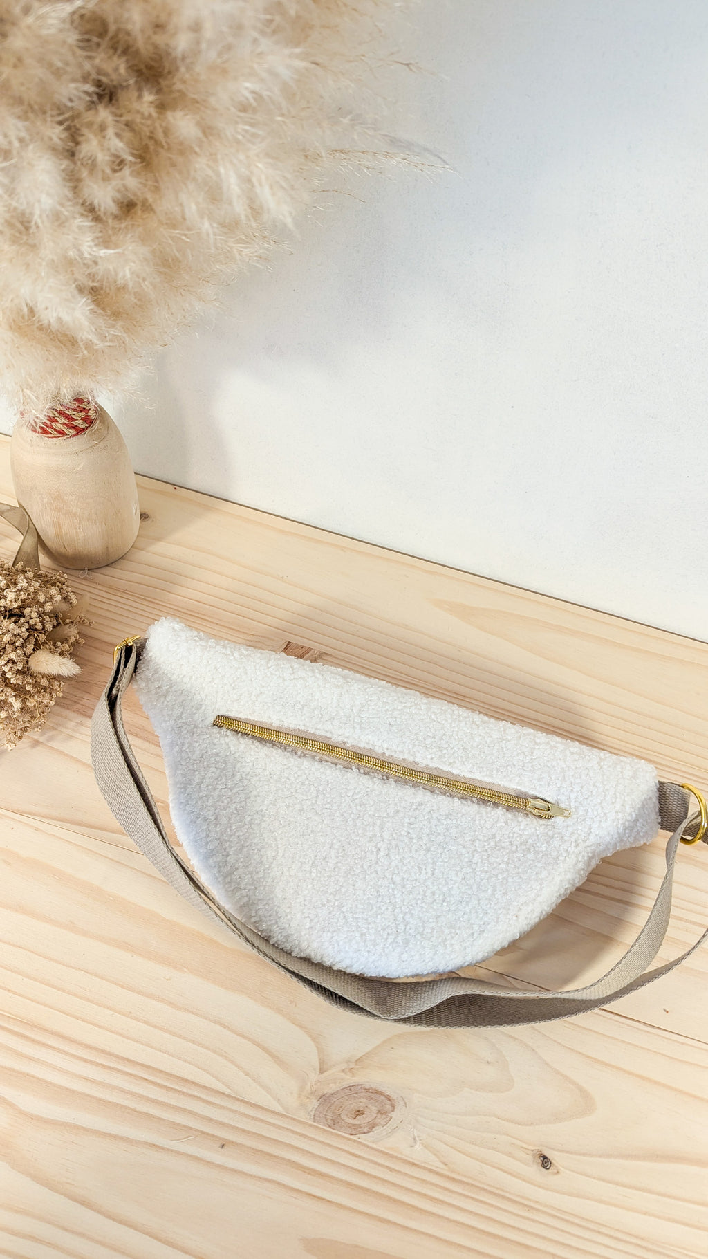 Sac banane Sherpa blanc