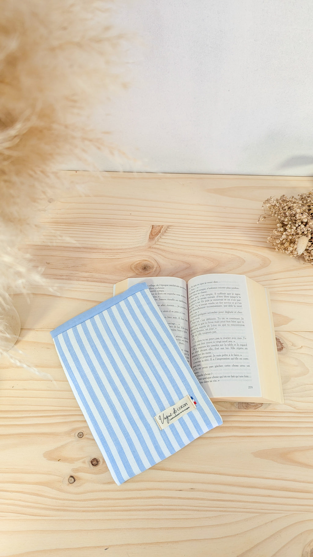 Pochette à livre Rayures bleues