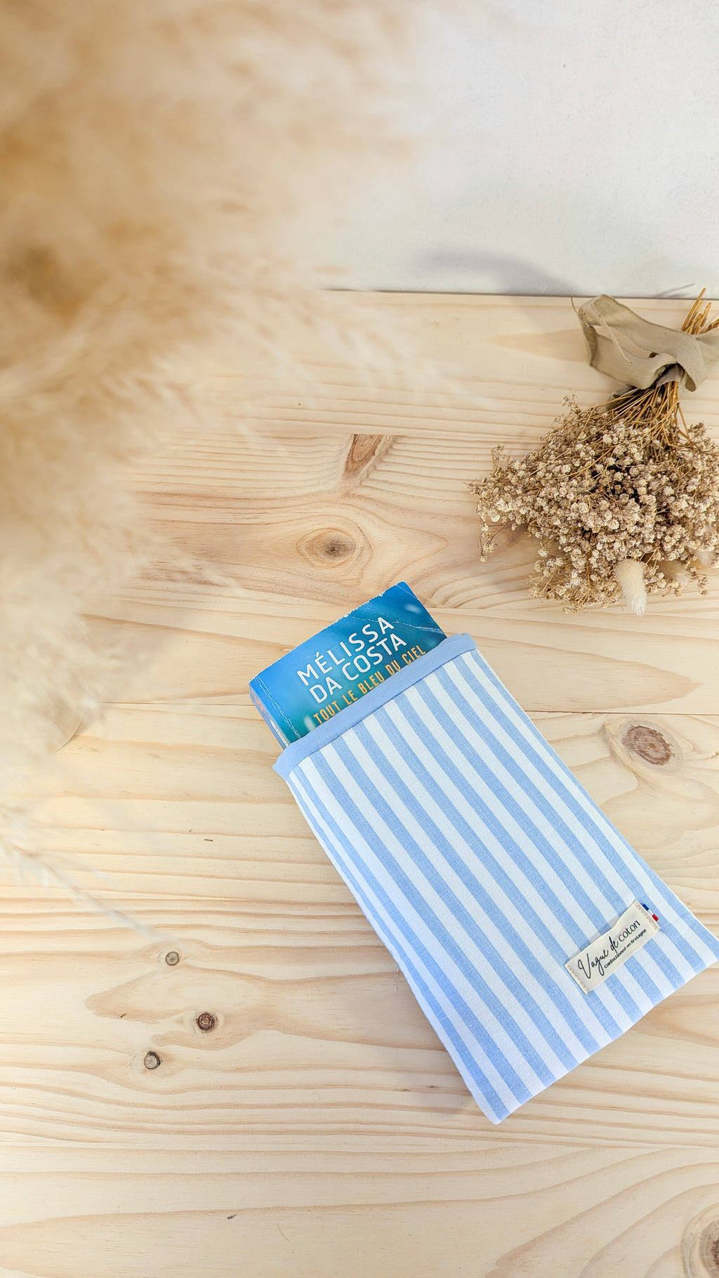 Pochette à livre Rayures bleues