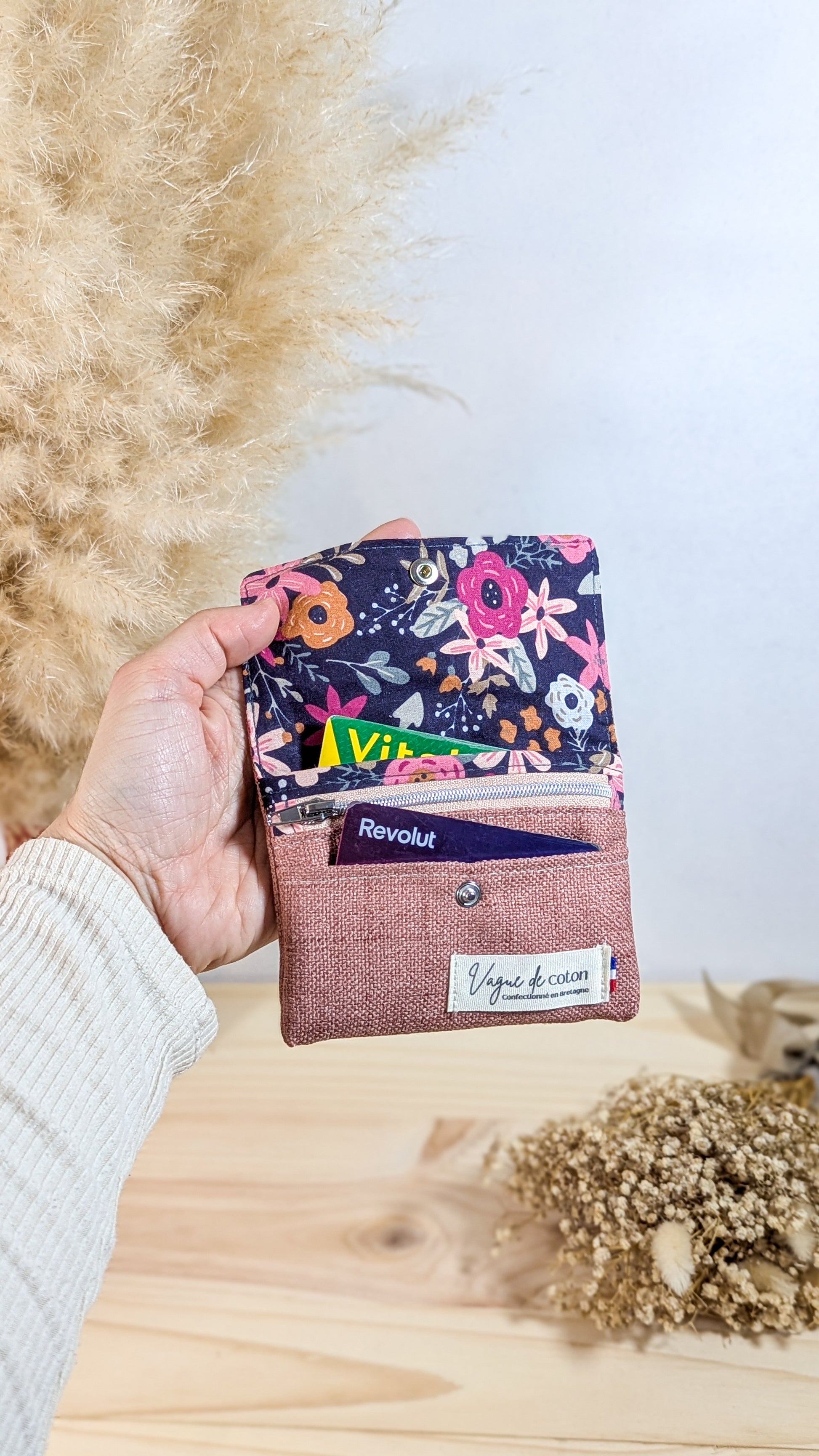 Porte-monnaie Rose intérieur marine