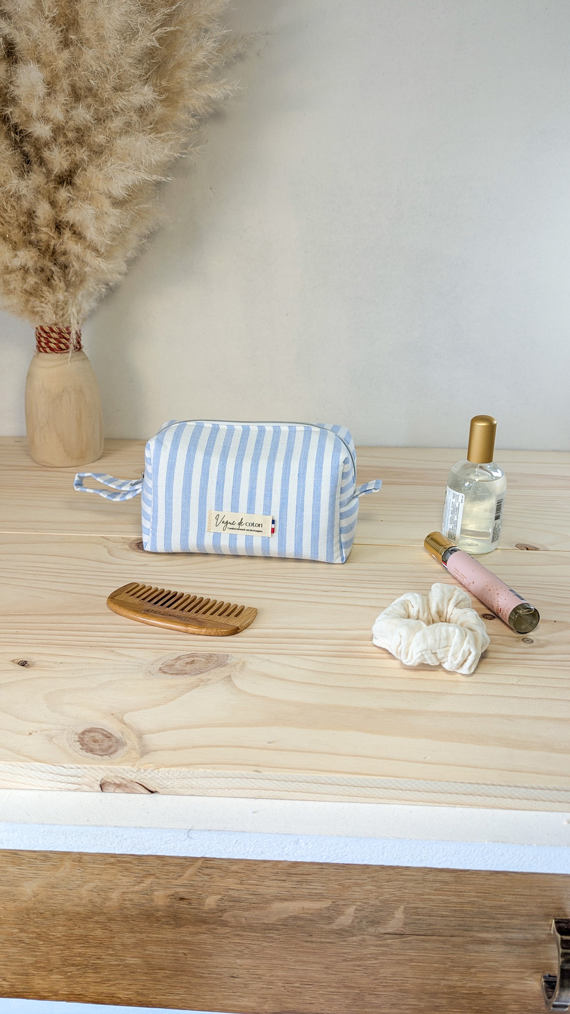 Petite trousse de toilette Rayures bleues