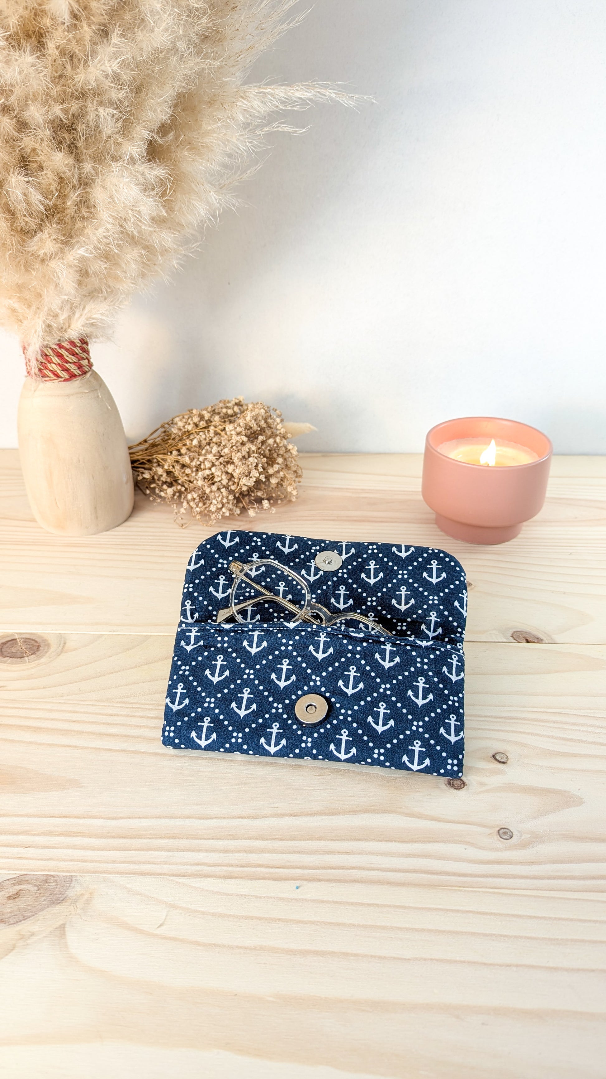 Etui à lunettes Ancres marine