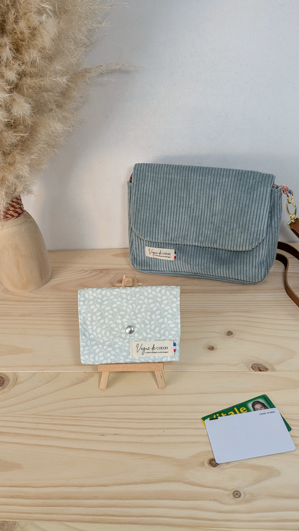 Porte-monnaie Végétal vert d'eau