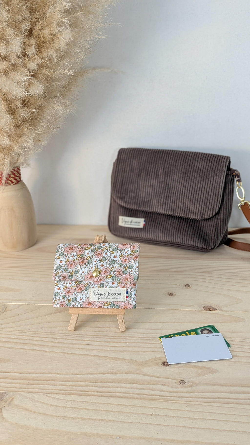 Porte-monnaie Rose et tilleul