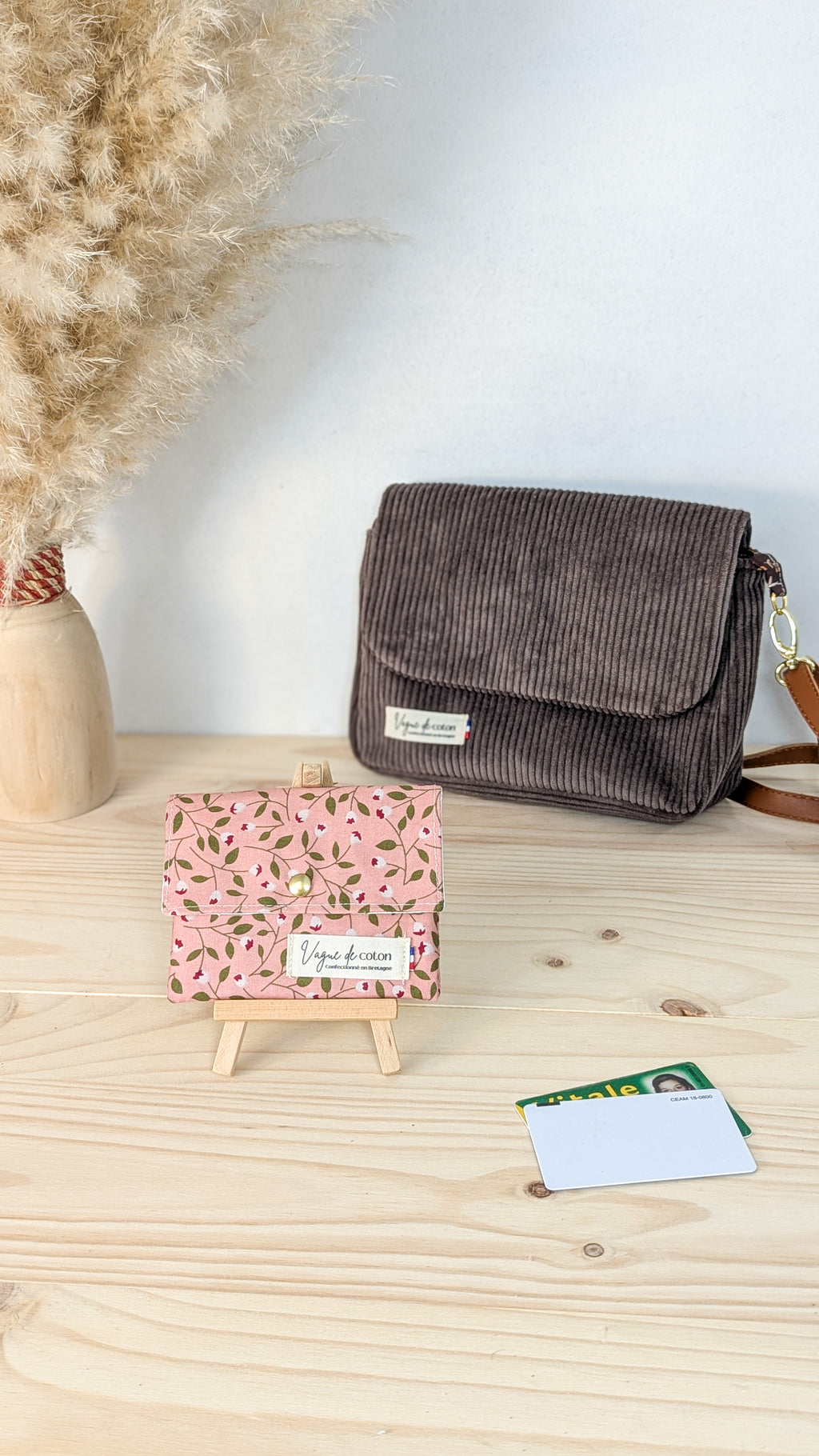 Porte-monnaie Feuillage rose