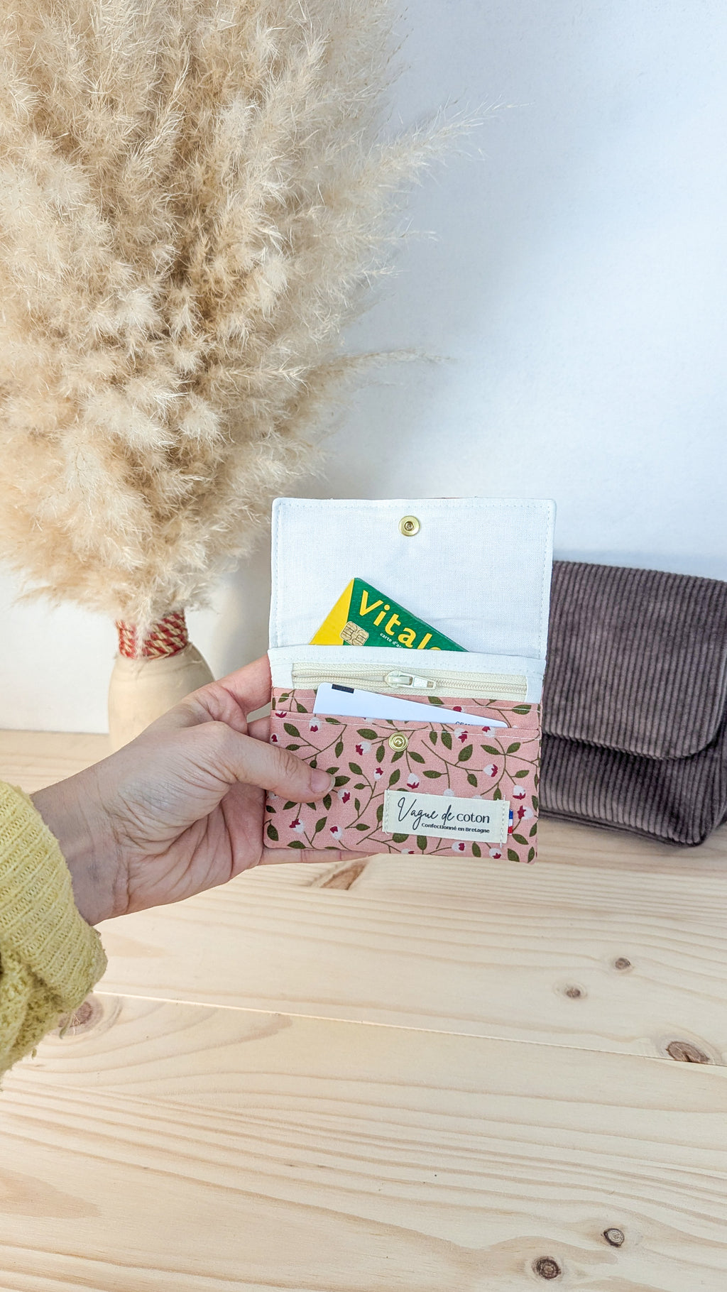 Porte-monnaie Feuillage rose