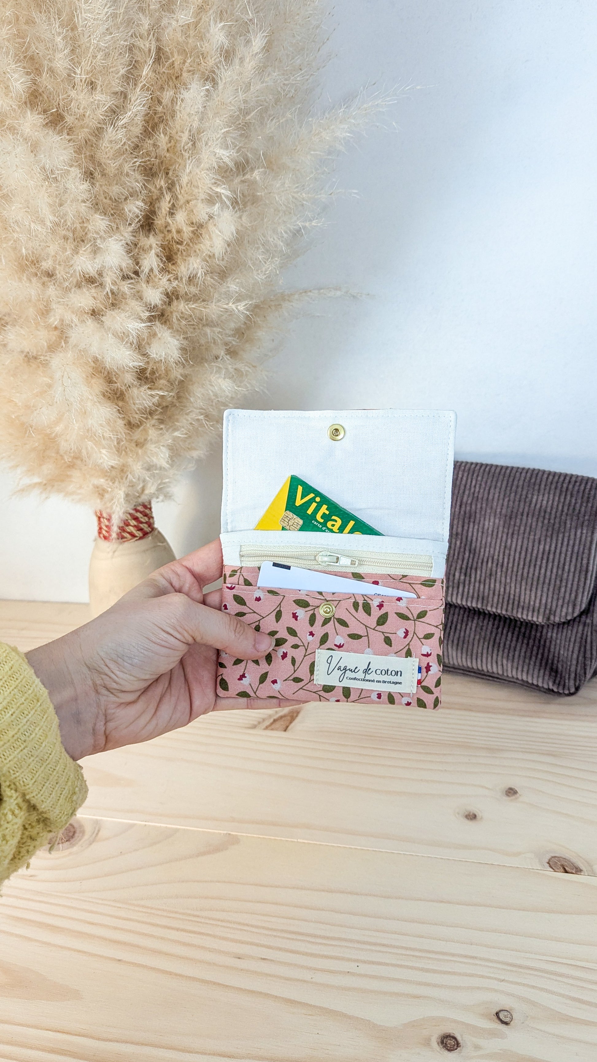 Porte-monnaie Feuillage rose