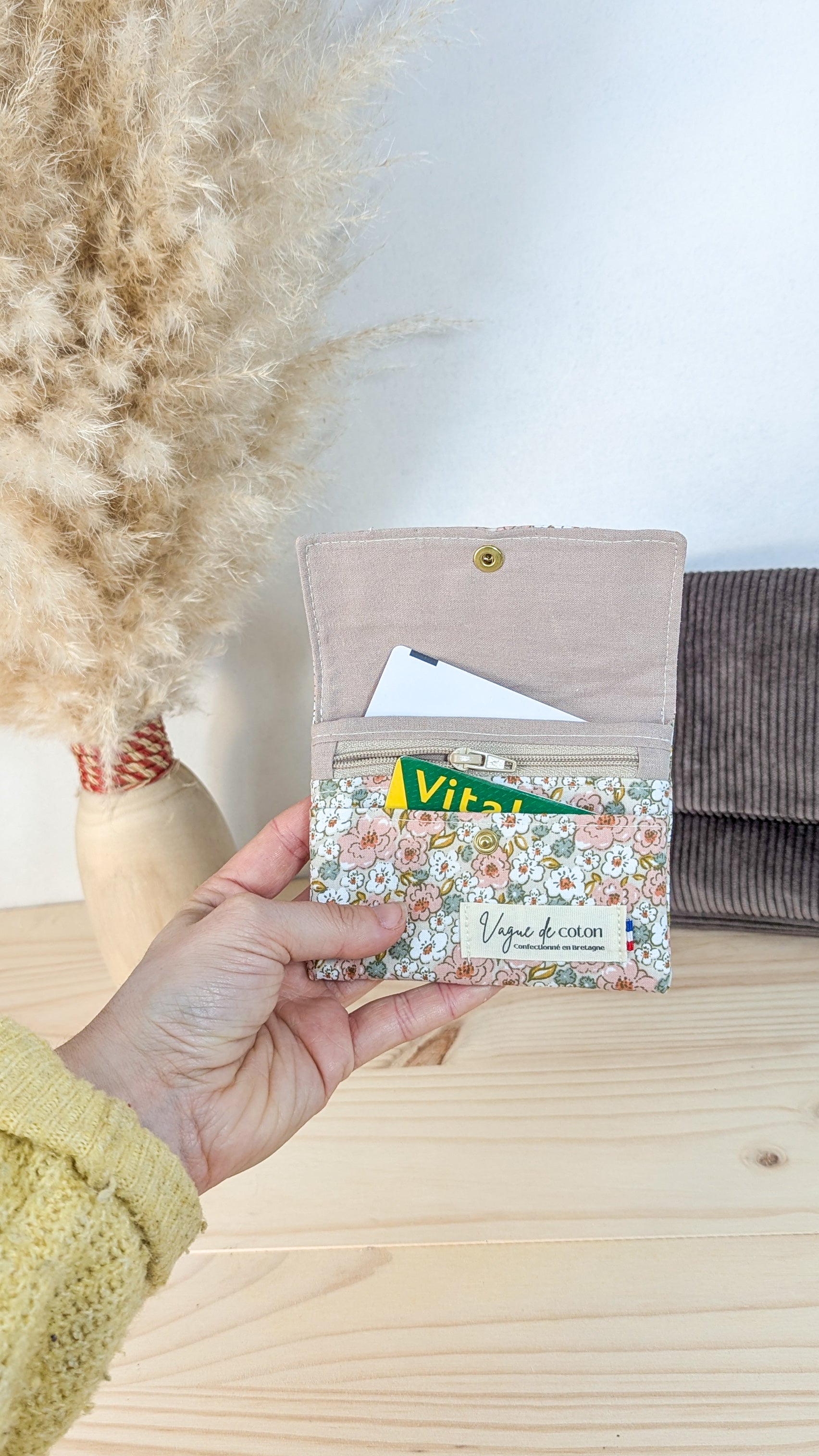 Porte-monnaie Rose et tilleul