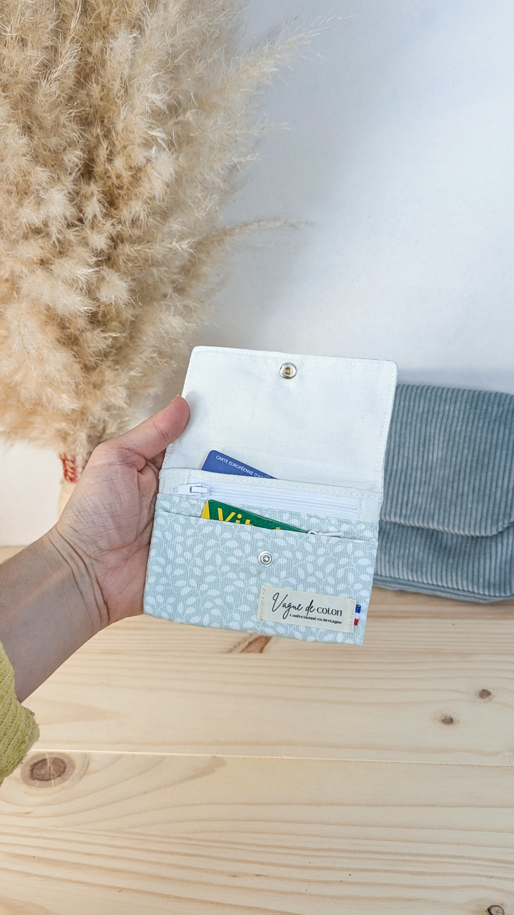 Porte-monnaie Végétal vert d'eau