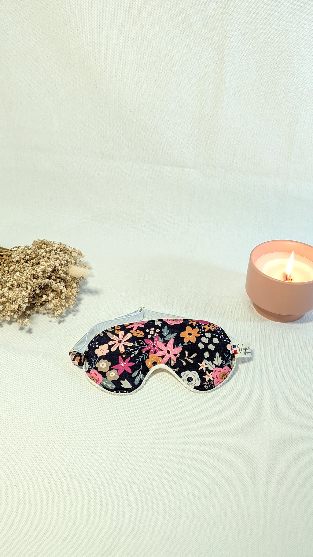 Masque de nuit Fleurs rose fond marine