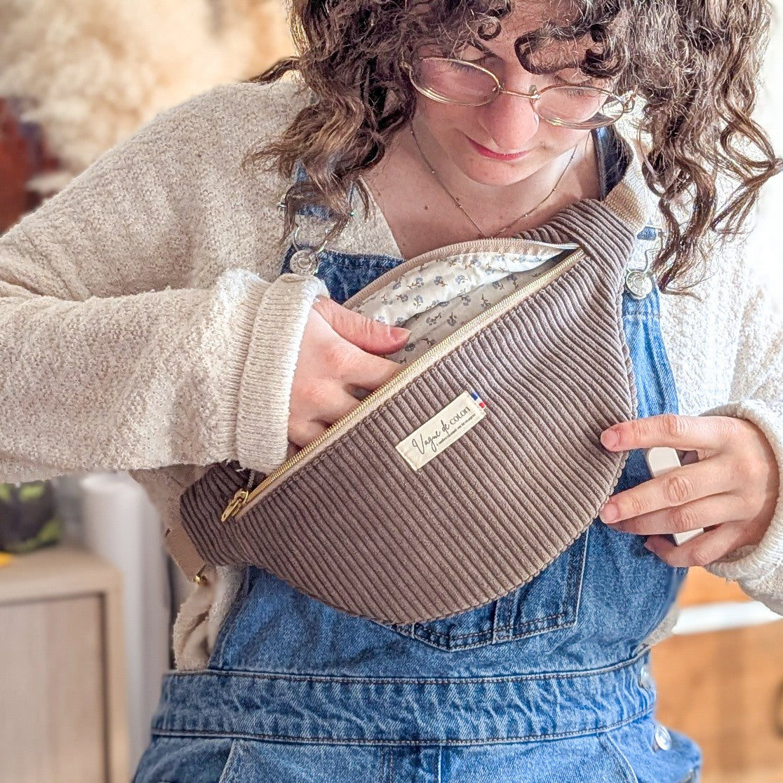 Sac banane Velours de coton