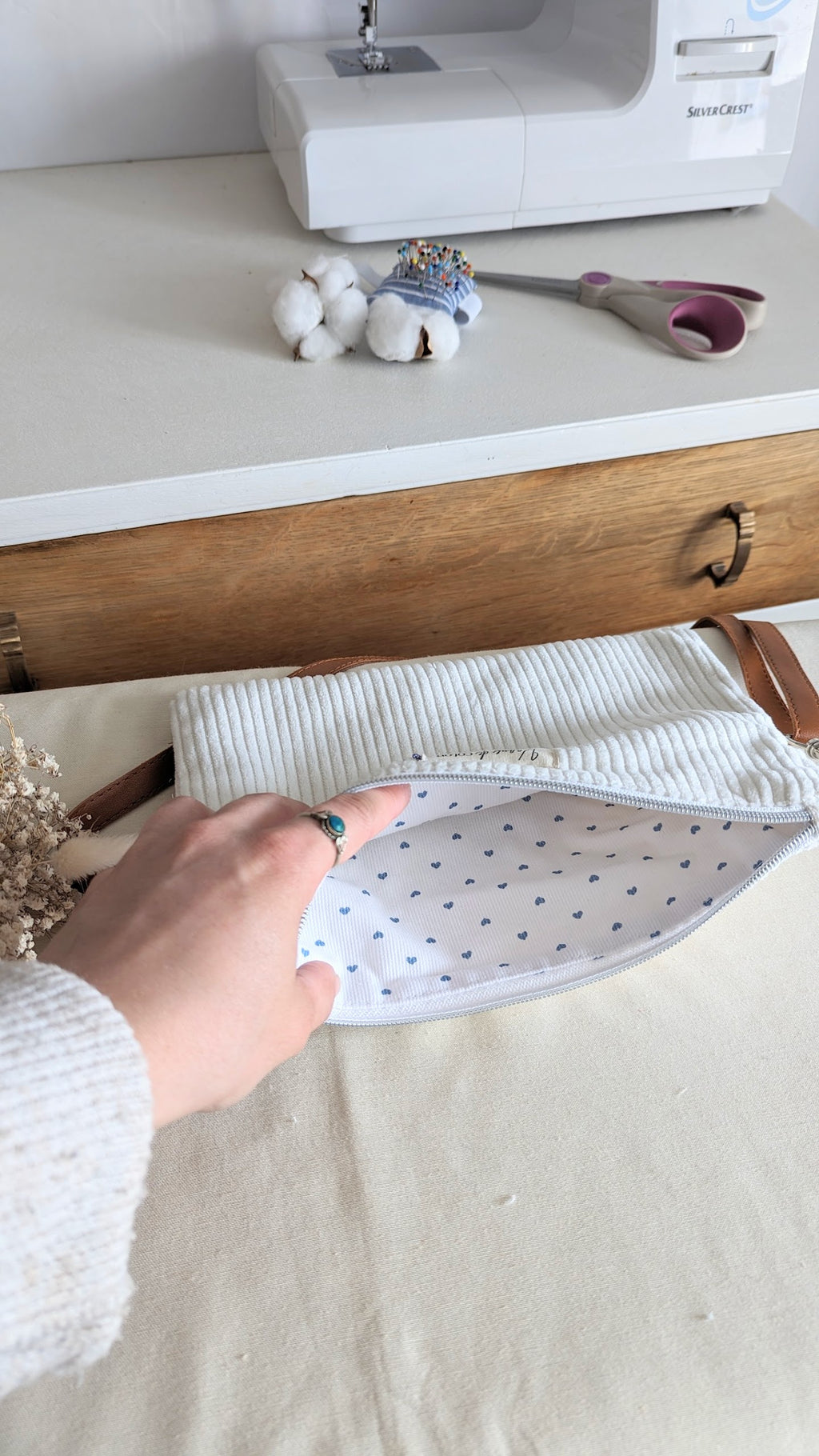 Pochette bandoulière Velours de coton