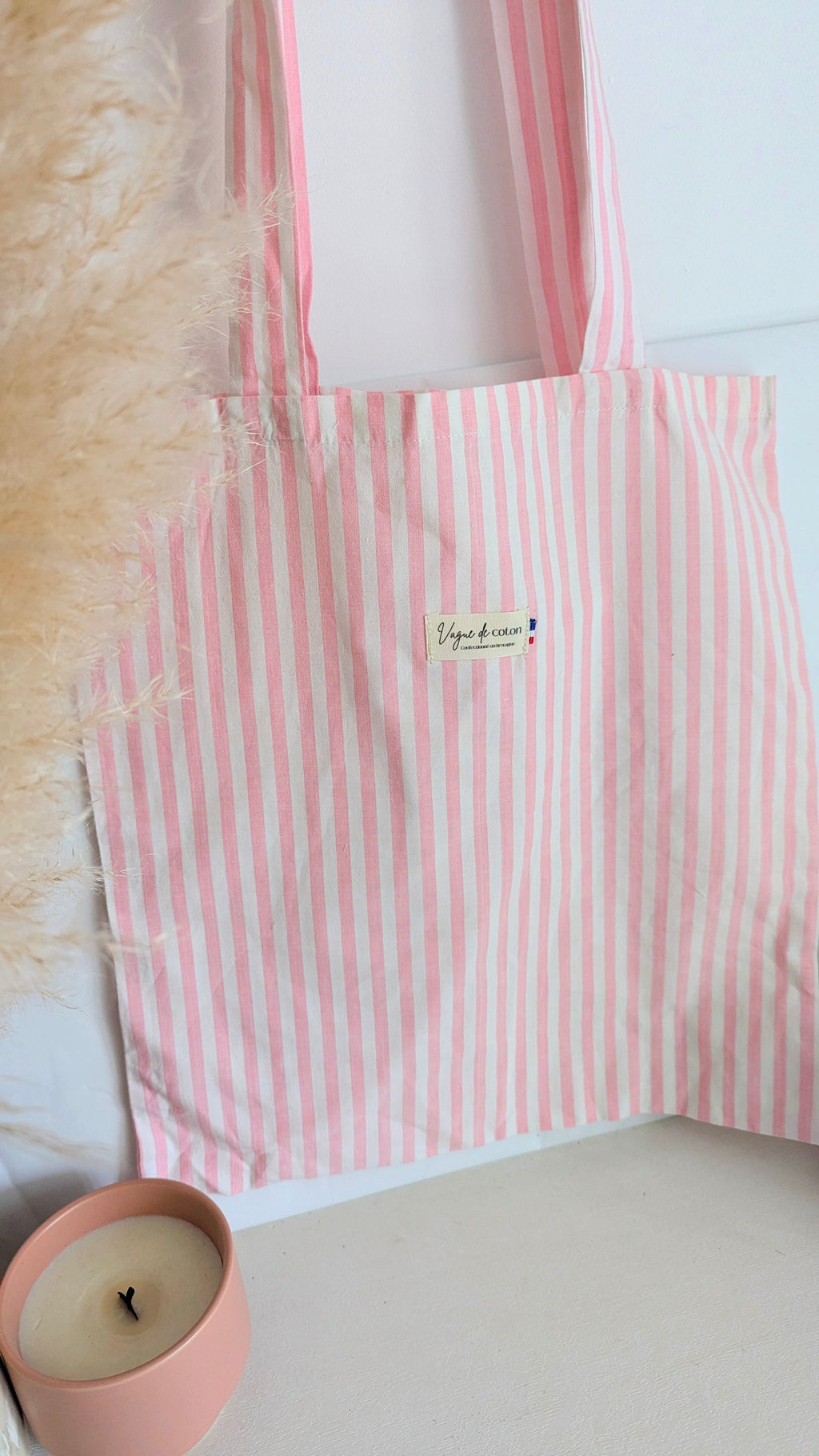 Tote bag à Rayures roses