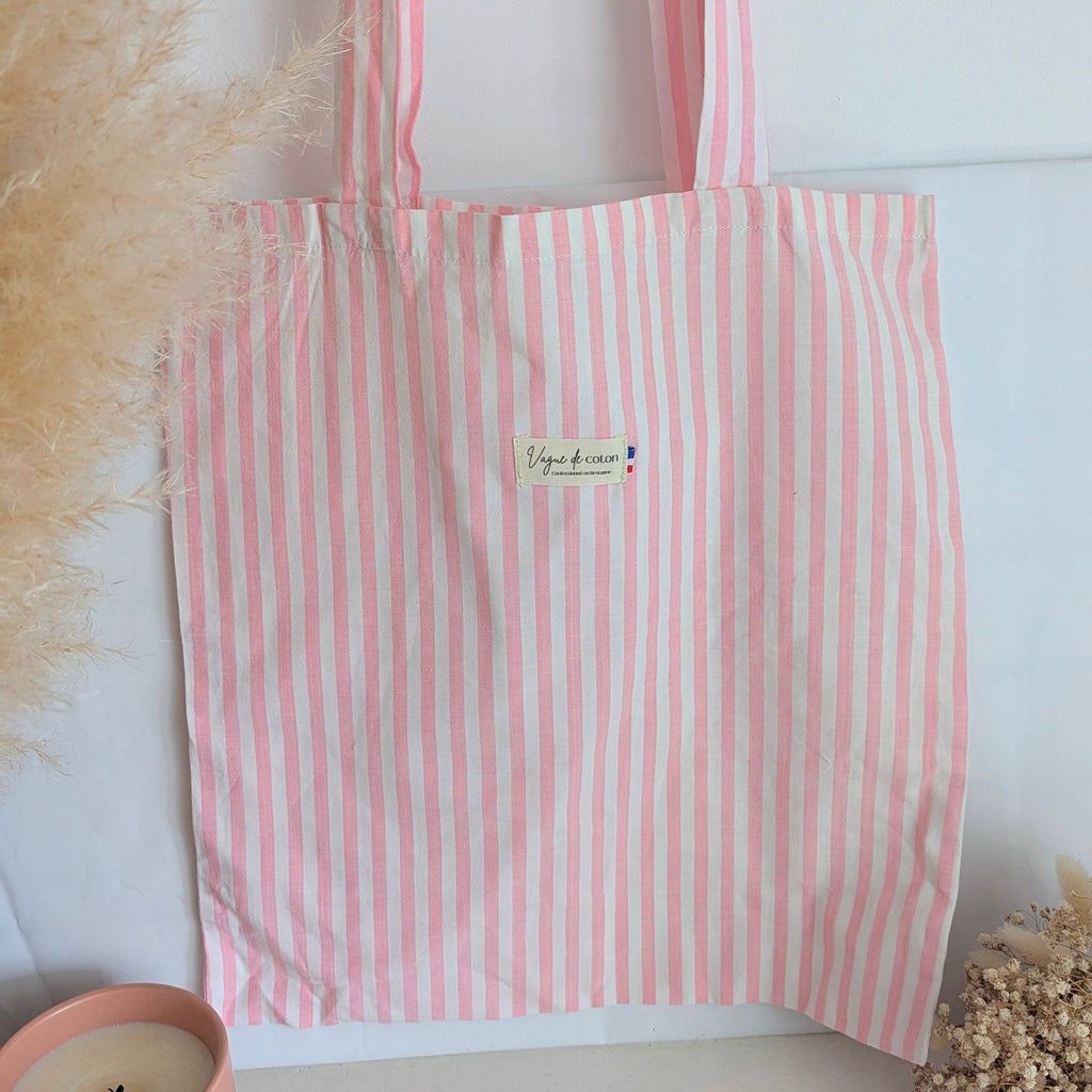 Tote bag à Rayures roses
