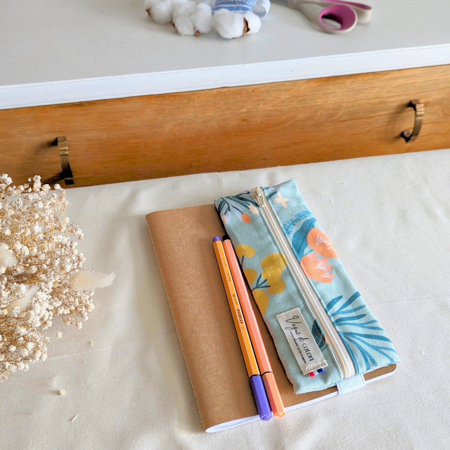 Trousse avec élastique Bouquet de fleurs